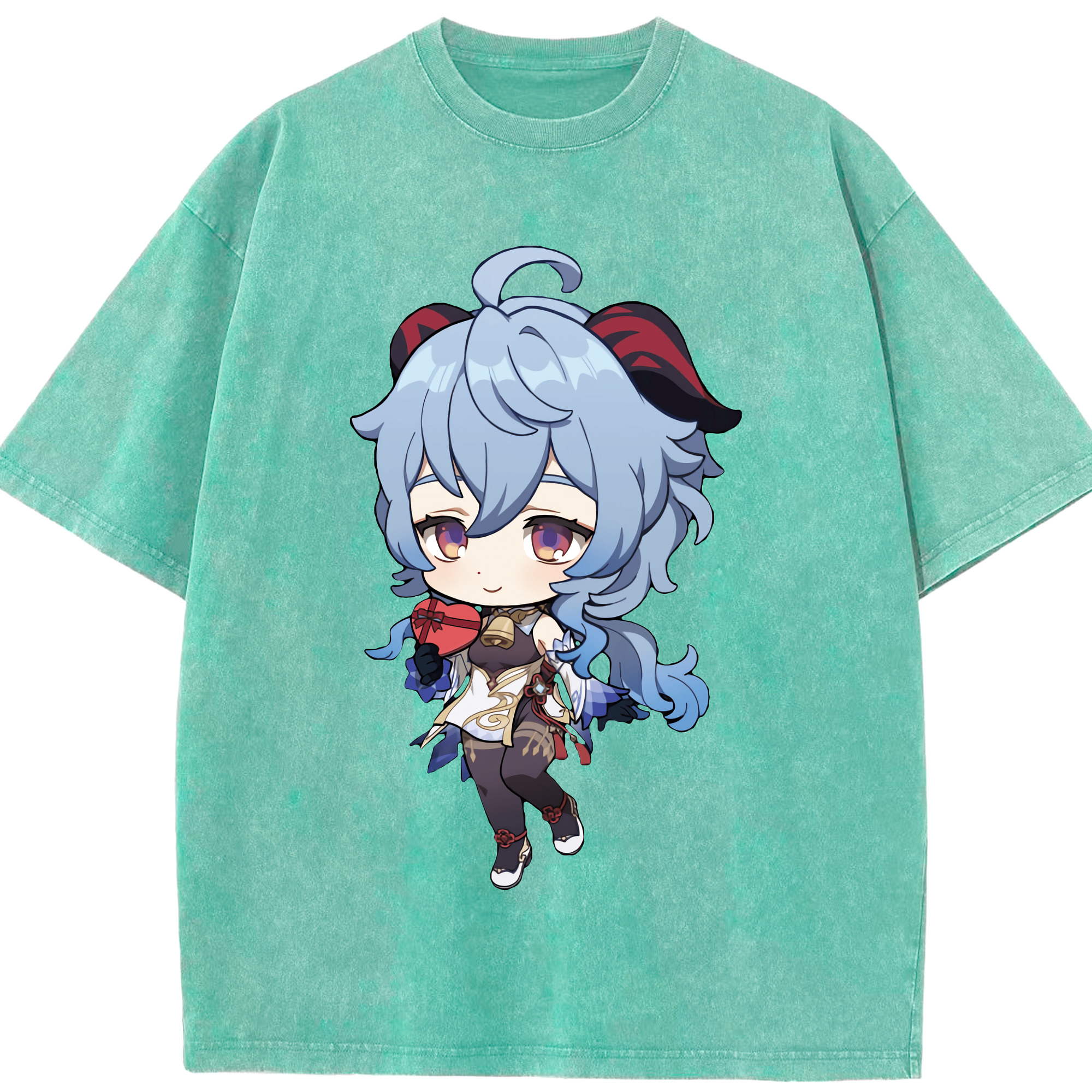 げんし神 甘雨 かんう genshin Ganyu 綿100% ヴィンテージ風 半袖Tシャツ（フロントプリント）